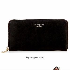 BLOGGER FAV!😎BLACK KATE SPADE GOLD TRIM CONTINENTAL WALLET